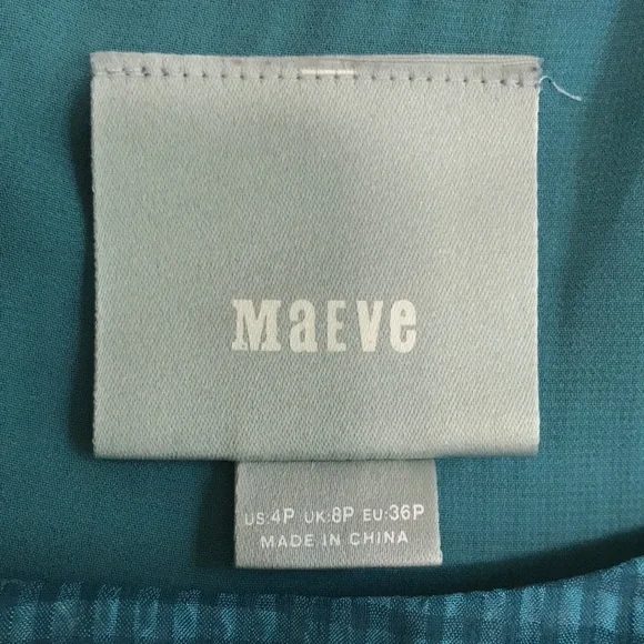 Anthropologie Maeve Tavin Turquoise Cold Shoulder Ruffle Blouse 4P - Picture 6 of 15